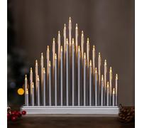 Marco Paul Christmas Silver Faux Pipe Candle Bridge - Mains Operated 33 Warm White Candles Christmas Lights - Festival Accessories for Table Window Candle Arch Christmas Decorations