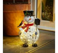 Marco Paul Christmas Snowman Ornament - Warm White LED Pre-Lit Outdoor Christmas Light Battery Powered Snowman Decoration for Indoor and Garden Xmas Decorations