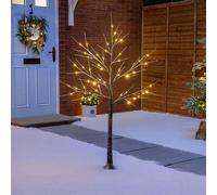 Marco Paul Christmas Twig Tree Decoration Outdoor LED Light Snow Effect Xmas 120cm Garden in Brown Marco Paul Brown