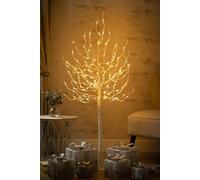 Marco Paul Christmas Twig tree white with warm led bulbs indoor Xmas decorations twig tree with lights Halloween tree wedding decor outdoor (140cm Tree, 128 LED lights)