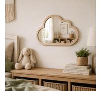 Marco Paul Cloud Wall Mirror 34cm - Natural Wood Nursery & Kids Room Decor | Lightweight Design, Durable Construction, Easy to Hang, Soft Rounded Silhouette, Neutral Styling, Thoughtful New Parent Gift