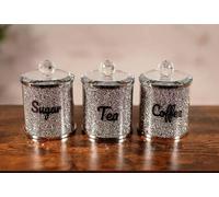 Marco Paul Coffee Tea Sugar Canisters Silver Diamante Crushed Crystal Kitchen Decor Jars Marco Paul Silver