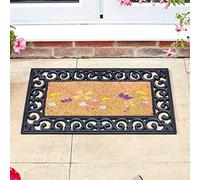 Marco Paul Coir Insert Mat - 53x23cm - Home Design - Decorative Indoor Front Door Floor Mat Entry Dirt Trapper Rug Outdoor Boot Scraper Non Slip Backing Doormat (Floral)