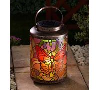 Marco Paul Cool White Solar Lantern Glass Tiffany Butterfly