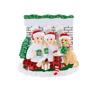 Marco Paul Couple with Dog Christmas Tree Decoration - Festive Fireplace Bauble Ceramic Xmas Ornaments & Personalised Christmas Tree Decorations - Mini Christmas Decorations Keepsake Gift