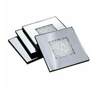 Marco Paul Glass Silver Coasters Set Of 4 Dinner Table Accessories Crushed Diamond Ornaments Coaster For Kitchen Bar Coffee Table Decorations Drinks Holder