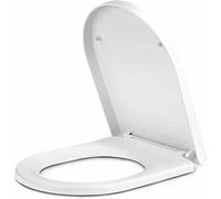 Marco Paul D Shaped Soft Close Toilet Seat Standard Traditional White Plastic Toilet Seat Universal Fits Most Toilets White Seat with Fittings Bathroom En-Suite Office Toilet Home Indoor Replacement