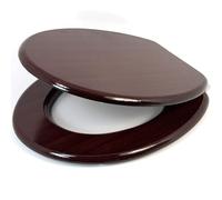 Marco Paul Interiors Standard Traditional White Wooden MDF Toilet Seat Universal Adjustable to Fit Most Toilets Oval Seat with Hinges & Parts Bathroom En-Suite Replacement (Mahogany)