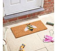 Marco Paul Decorative Decoir Non Slip Coir Doormat Entry Hallway Natural Indoor Outdoor Welcome Door Mat Easy Clean Novelty Mat PVC Backing Buzz Buzz! 53x23cm