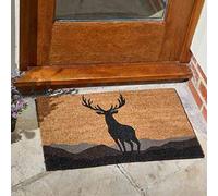 Marco Paul Decorative Decoir Non Slip Doormat Entry Hallway Natural Coir Indoor Outdoor Welcome Door Mat Easy Clean Novelty Natural Mat PVC Backing Indoor Outdoor (Monarch 75x45cm)