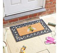 Marco Paul Decorative Decoir Non Slip Doormat Entry Hallway Natural Coir Indoor Outdoor Welcome Door Mat Easy Clean Novelty Natural Mat PVC Backing Indoor Outdoor (Buzz Buzz! 53x23cm)