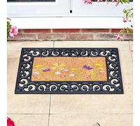 Marco Paul Decorative Decoir Non Slip Doormat Entry Hallway Natural Coir Indoor Outdoor Welcome Door Mat Easy Clean Novelty Natural Mat PVC Backing Indoor Outdoor (Meadow 53x23cm)