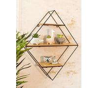 Marco Paul Diamond wall shelves Industrial Floating shelves Wooden shelf and metal frame display shelves wall mounted shelves Geometric Wall Mounted Shelf wall shelf unit home decor.