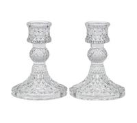 Marco Paul Dinner Candle Holder Glass Vintage Paisley Tabletop Home Party Decor (Clear Candle holder x2)