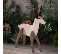 HomeZone® 3D Wooden Reindeer Ornament Artistic Deer Sculpture Figurine Shelf Ornament Decorative Animals Ornaments for the Home Gift Ideas for Xmas Lovers