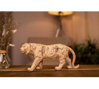 Marco Paul Driftwood Effect Resin Tiger Statue in Off-White Marco Paul Off-White