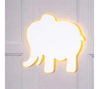 Marco Paul Elephant Safari Nursery Light - Large White Elephant Lamp Pre-lit Battery Operated LED Wall Lights - Night Light for Safari Decoration, Animal Decor, Kids Bedroom Decor & Animal Lighting
