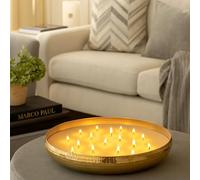 Marco Paul Extra Large 17 Wick Scented Candle Bowl - 40cm Gold Vanilla Scented Candle Dish Hammered Tone Home Decoration Luxury Soy Wax Home Fragrance - Long Burn Candles for Dining Table Centrepiece