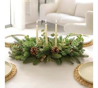 Marco Paul Extra Large Foliage Table Centrepiece Decoration with 3 Taper Candles Decorative Dining Table Display for Home Décor Natural Candle Decorations 45x70x15 cm