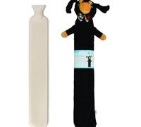 2L Long Hot Water Bottle Sausage Dog Dachshund Energy Saving Pain Relief Marco Paul Black One Size
