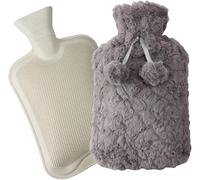 Marco Paul Faux Fur Hot Water Bottle Fluffy Fleece Supersoft Warmer, grey Marco Paul Grey