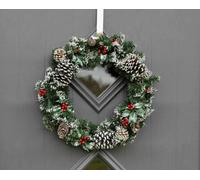 Marco Paul Festive Decorated Christmas Wreath Baubles Pinecones in Green Marco Paul Green
