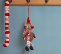 Marco Paul Festive Rat Christmas Pendant - 24cm Hanging Handmade Felt Mouse with Santa Hat Bauble - Durable Rodent Decoration for Xmas Gift, Secret Santa, Christmas Trees & Home Decor