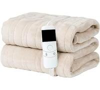 Marco Paul Electric Heated Fleece Blanket - Large Cream Heated Throw for Sofa, Back Pain Relief