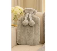 Marco Paul Hot Water Bottle with Plush Cover 2 Litre Hot Water Bag Winter Warmer Faux Fur Back Pain Relief Neck Pain Relief Chronic Pain Period Pain Relief Leakproof Durable Safe (Grey)