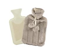 Marco Paul Fluffy Hot Water Bottle with Cover - 2L Grey Hot Water Bottle for Adults with Soft Faux Fur Cover - Heating Pad for Hand Warmer, Pain Relief, Stocking Filler, Back Warmer & Christmas Gifts