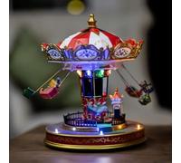 Marco Paul Fly Swings Christmas Carousel for Christmas Village Ornaments - Battery Operated Light-Up Xmas Ornaments Animated Musical Xmas Table Decorations