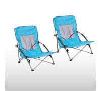 Marco Paul Folding Beach Chairs Low Lightweight Portable Adults Foldable Beach Seat Camping Chair Festival Picnic Deck Chair Outdoor Collapsible Mesh Back Padded Armrests Supports 2