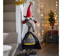 Marco Paul Freestanding Bat Rat Christmas Decoration - 108cm Large Plush Batman Inspired Mouse with Santa Hat - Novelty Rat Superhero Ornament For Centrepiece, Xmas Decorations, Home Decor & Gift Idea