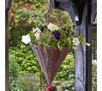 Marco Paul Garden Hanging Flower Basket 14" Cone Rattan Effect in Brown Marco Paul Brown