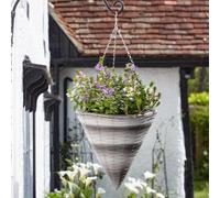 Marco Paul Garden Hanging Flower Basket 14" Rattan Effect Cone in Beige Marco Paul Beige