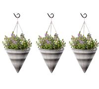 Marco Paul Garden Hanging Flower Basket 14" Rattan Effect Cone Planter in Dark Grey Marco Paul Dark Grey
