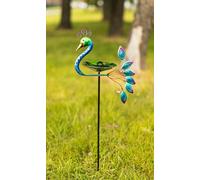 Marco Paul Garden Peacock Glass Bird Bath Feeder Stake