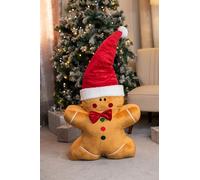 Marco Paul Giant Gingerbread Man Christmas Decoration - 127cm Weighted Plush Gingerbread Ornament with Santa Hat - Freestanding Christmas Decoration For Home Decor, Sofa Cushions & Stair Decorations