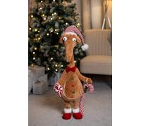 Marco Paul Giant Gingerbread Rat Christmas Decoration - 143cm Standing Plush Mouse Ornament with Santa Hat - Gingerbread Man Christmas Decorations For Home Decor, Stairs, Hallways & Xmas Decor