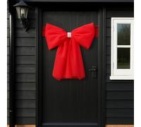 Marco Paul Giant Red Christmas Door Bow - Large Pre-Tied Front Door Bow with Diamante Sparkle - Festive Indoor Outdoor Christmas Decorations for Front Door Décor and Seasonal Winter Display