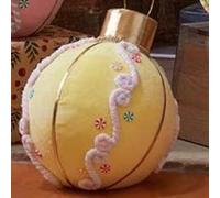 Marco Paul Giant Yellow Christmas Bauble - Extra Large Weighted Plush Ornament with Candy Cane Embroidery - Gold Christmas Baubles for Home Decor, Cushion, Decorative Pillows or Hanging Decoration