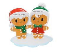 Marco Paul Gingerbread Couple Xmas Ornaments - Ceramic Christmas Tree Decorations with Ribbon - Festive Personalised Christmas Bauble Style, Mini Christmas Decorations & Seasonal Keepsake Ornament