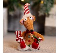 Marco Paul Gingerbread Rat Christmas Decorations - 33cm Plush Mouse Candy Cane Ornament with Santa Hat - Freestanding Gingerbread Man Ornament For Mantlepiece, Table Decoration, Gift & Centrepiece