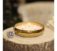 Marco Paul Gold Hammered Candle Bowl Candle Set - Long Burn Time Wax Candles - Decorative Home Accessories Colourful Gift Candles Lighting for Christmas, Wedding, Birthday