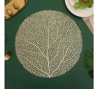 Marco Paul Gold Placemat Round Leaf Table Mats Heat Resistant Modern Kitchen Dining Table Home Decor Place Mats Wedding Party Dining Table Accessories Table Mats 38cm