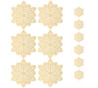 Marco Paul Gold Snowflake Placemats And Coaster Sets 12pc - Hard Wearing PVC Vinyl Gold Christmas Place Mats For Table - Easy Clean Christmas Place Mats Set Of 6 For Home Restaurant Dining Table Mat