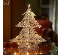 Marco Paul Gold Wire Christmas Tree - 40cm Light-Up Decoration - Golden Mesh with Warm White LEDs - Battery Operated with Auto Timer - Elegant Indoor Festive Display