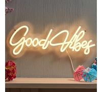 Marco Paul Good Vibes Neon LED Light, USB-Powered Warm White Hanging Neon Wall Sign, Low Voltage LED Lights for Home Decoration, Lounges, Home Bars, Living Rooms and Entertainment Areas.