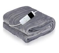 Marco Paul Grey Fur Throw Electric Heated Blanket 120cm X 160cm - Quick Heat And Overheat Protection Heated Throws For Adults - Electric Blanket Heated Throw For Sofa W/ 10 Heat Settings