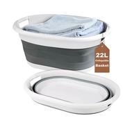 Marco Paul Grey Plastic Collapsible Laundry Basket Large 22l Portable Storage Marco Paul Grey